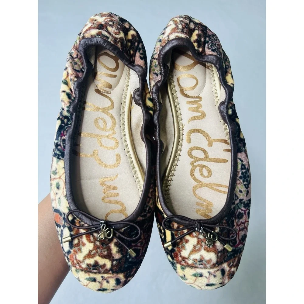 Sam Edelman Womens Felicia Ballet Boho Bohemian Hippie Flats Ivory Velvet Size 6